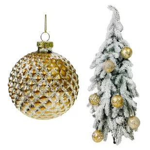 BOMBKA CHOINKOWA SZKLANA DEKOROWANA I FORMOWANA W MAŁE ROMBY CHOINKĘ ZŁOTA 8 CM BOMBKI CHOINKOWE BAŃKI I OZDOBY NA CHOINKĘ - Bombki - miniaturka - grafika 1