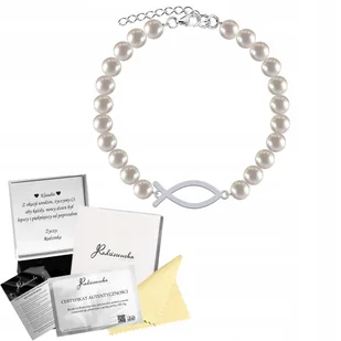 Bransoletka Srebrna Ryba Ichtys Perły SREBRO 925 Prezent ŻYCZENIA GRATIS - Bransoletki - miniaturka - grafika 1