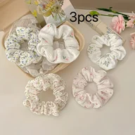 Ozdoby do włosów - TEMU 3 sztuki vintage kwiatowe wafelowe gumki do włosów - czerwone i białe kwiatowe gumki do włosów z gumkami, eleganckie akcesoria do włosów dla - miniaturka - grafika 1