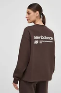 Bluzy damskie - New Balance bluza damska kolor brązowy z nadrukiem - miniaturka - grafika 1