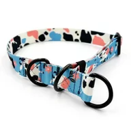 Obroże dla psów - Obroża półzaciskowa Łaciata Krówka szeroka na 2,5 cm, dla średnich i większych psów, czarne okucia-M/L - miniaturka - grafika 1