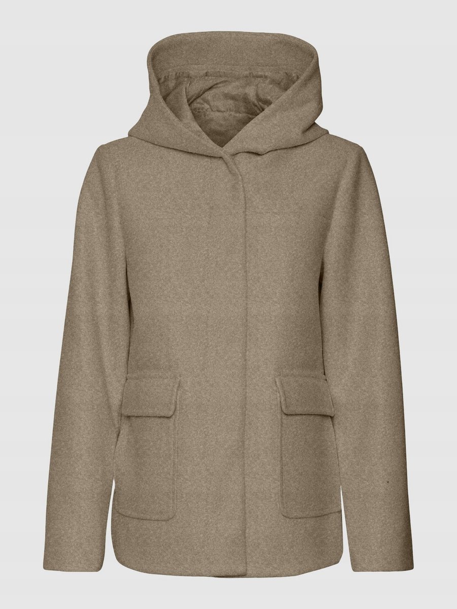 VERO MODA BEŻOWY PŁASZCZ Z KAPTUREM I KIESZENIAMI KRÓTKI M 6_A