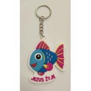 Breloki - Szaron Brelok gumowy rybka Jezus żyje - miniaturka - grafika 1