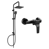 Baterie umywalkowe - Mexen Tord zestaw prysznicowy natynkowy z deszczownicą i baterią prysznicową Caro, czarny - miniaturka - grafika 1