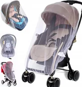 Akcesoria do wózków - MOSKITIERA NA WÓZEK DZIECIĘCY OCHRONA DZIECKA PRZED OWADAMI KOMARAMI BIAŁA - miniaturka - grafika 1