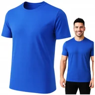 Koszulki męskie - KOSZULKA Męska T-shirt BAWEŁNA 100% Podkoszulek KRÓTKI RĘKAW NIEBIESKA - miniaturka - grafika 1