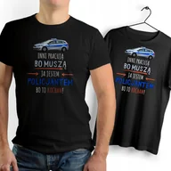 Koszulki męskie - Koszulka Męska Czarna dla Policjanta Bawełniana T-shirt Trwały Nadruk - miniaturka - grafika 1