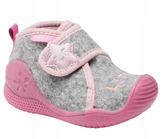 BIOMECANICS SZARE KAPCIE DZIECIĘCE Z RÓŻOWĄ PODESZWĄ I GWIAZDKĄ 18 3DA
