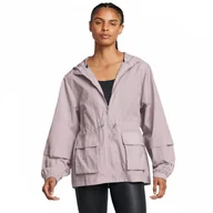 Kurtki damskie - Damska kurtka treningowa Under Armour Crinkle Woven Jacket - beżowa - miniaturka - grafika 1