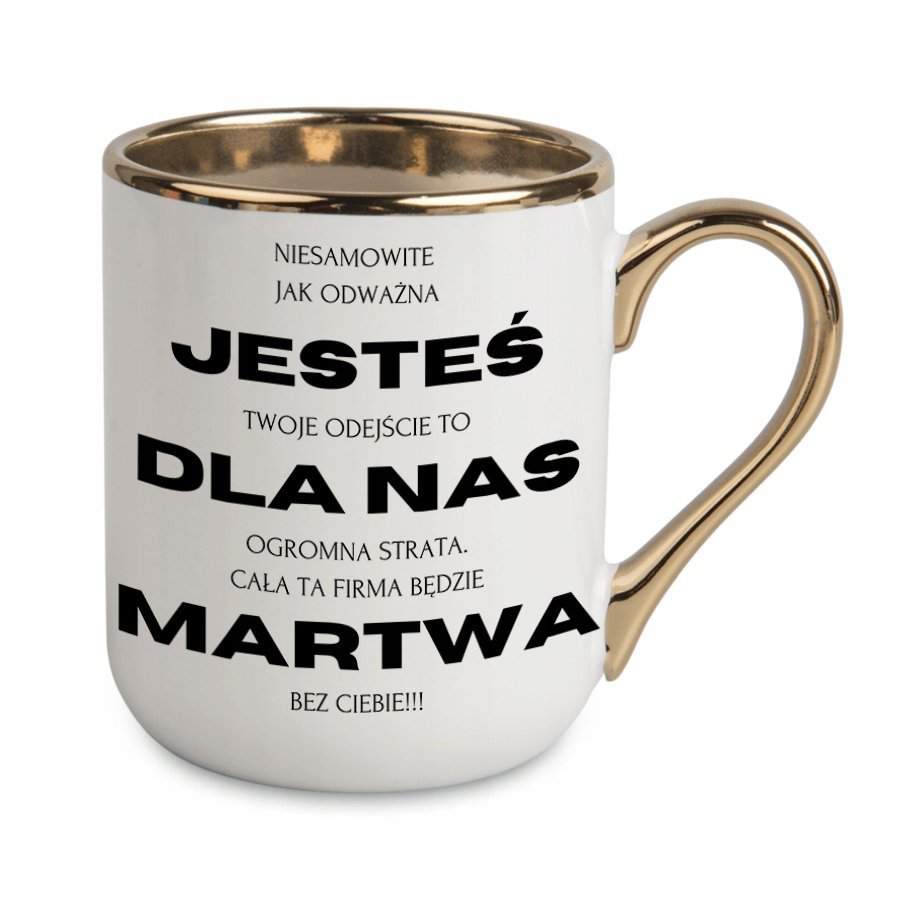 KUBEK NA POŻEGNANIE ODEJŚCIE KOLEŻANKI KOLEGI Z PRACY BIURA GRAWER ZŁOTY