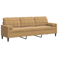 Sofy i kanapy - vidaXL 3-osobowa sofa z poduszkami, brązowa, 210 cm, aksamit - miniaturka - grafika 1