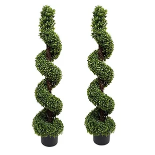 GreenBrokers 2 x sztuczne drzewa bukszpanowe Topiary w czarnej doniczce do dekoracji wewnątrz i na zewnątrz, odporne na promieniowanie UV (120 cm) - Sztuczne kwiaty - miniaturka - grafika 1