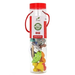 WOOPIE GREEN Drewniane Klocki do Nawlekania Zwierzęta Safari ZOO 13 el. - Zabawki zręcznościowe - miniaturka - grafika 13