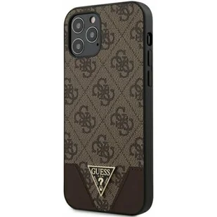 Guess 4G Triangle Collection - Etui na iPhone 12 / iPhone 12 Pro brązowy GUHCP12MPU4GHBR - Etui i futerały do telefonów - miniaturka - grafika 1