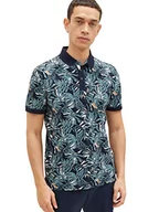 Koszulki męskie - TOM TAILOR Męska koszulka polo 1035630, wzór 31270, granatowy, duży liść, 31270 - Navy Green Big Leaf Design, M - miniaturka - grafika 1