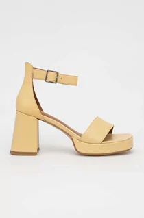 Sandały damskie - Vagabond sandały skórzane FIONA kolor żółty - grafika 1