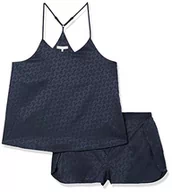 Kapcie damskie - Tommy Hilfiger Damskie pudełko prezentowe Pj Ss Cami i Kapcie Pakiety na prezenty, pustynne niebo tonalny monogram, XL, Monogram tonalny pustynnego nieba, XL - miniaturka - grafika 1