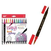 Przybory szkolne - Main Paper Flamastry dwustronne pędzelkowe 12 kolorów - miniaturka - grafika 1