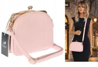 Torebki damskie - Torebka damska kuferek listonoszka na ramię modna torba 9012 Różowa - miniaturka - grafika 1