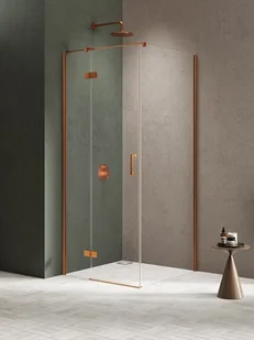 Kabina prysznicowa uchylna lewa kolor miedziany 120x110 cm K-4618 New Trendy Nesta Copper Brushed - Kabiny prysznicowe - miniaturka - grafika 1
