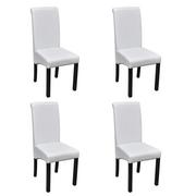 Krzesła - vidaXL Krzesła do jadalni z białej eko skóry (x4) - miniaturka - grafika 1