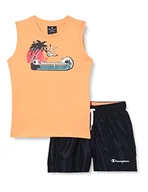 Spodenki damskie - Champion Chłopięcy Legacy Back to The Beach Graphic S/L T-shirt i szorty plażowe komplet, (pomarańczowy/granatowy), 3-4 lat - miniaturka - grafika 1