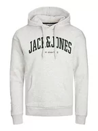 Bluzy męskie - Bestseller A/S Męska bluza z kapturem JJEJOSH Sweat Hood NOOS, biały melanż, XL, bia?y melan? - miniaturka - grafika 1
