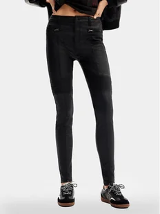 Desigual Spodnie z imitacji skóry Oslo 24SWPW26 Czarny Slim Fit - Spodnie damskie - miniaturka - grafika 1