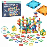 Klocki - Klocki magnetyczne tor kulkowy LED klocki konstrukcyjne kulodrom 105 elementów - miniaturka - grafika 1