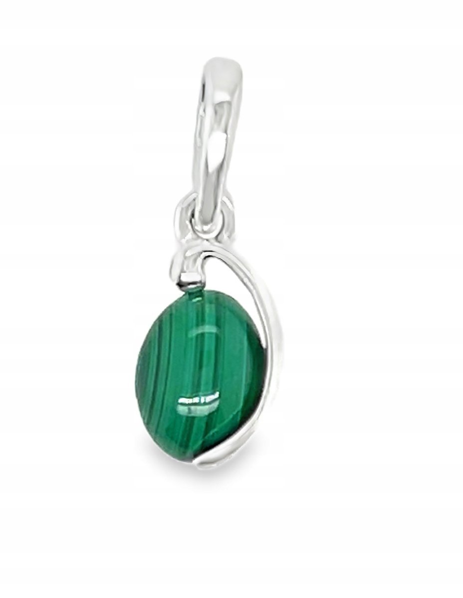 Zawieszka srebrna z naturalnym malachitem zielony kamień srebro 925