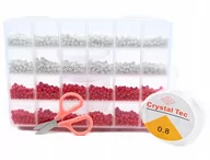 Prace ręczne dla dzieci - Koraliki Do Robienia Biżuterii Bransoletek Biało Czerwony Zestaw - miniaturka - grafika 1