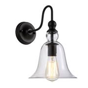 Lampy ścienne - EVO Kinkiet LAMPA ścienna EVO W01796BK klasyczna OPRAWA szklana czarna W01796BK - miniaturka - grafika 1