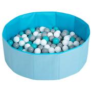 Zabawki do kąpieli - Selonis, suchy basen składany z piłeczkami 6cm niebieski: biały-szary-turkus 80x23/200piłek - miniaturka - grafika 1