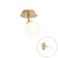Lampy ścienne - QAZQA Nowoczesne złoto punktowe z opalowym szkłem z przełącznikiem - Ateny - miniaturka - grafika 1