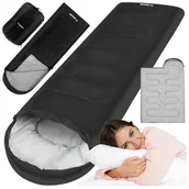 Śpiwory - CIEPŁY ŚPIWÓR TURYSTYCZNY 2w1 KOŁDRA MUMIA KAPTUR D880 - miniaturka - grafika 1