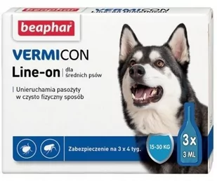 Beaphar Beaphar Preparat biobójczy Vermicon Line-On dla psów 15-30kg op 3 pipety - Artykuły przeciw pasożytom - miniaturka - grafika 1