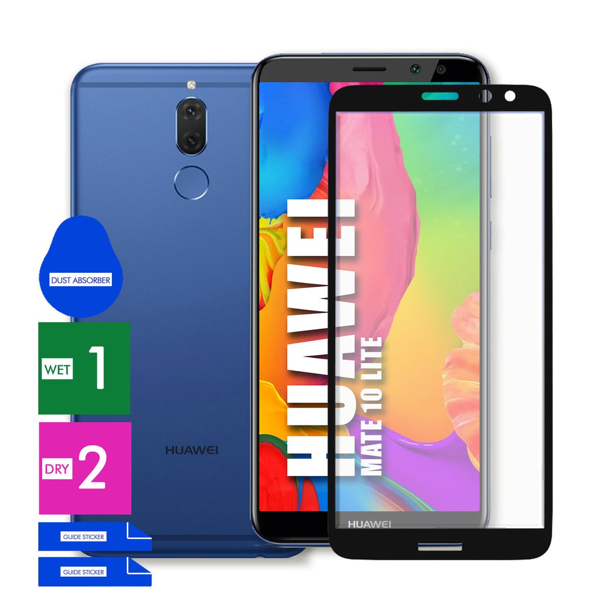 SZKŁO OCHRONNE DO HUAWEI MATE 10 LITE HARTOWANE 9H PEŁNE CAŁY EKRAN 5D