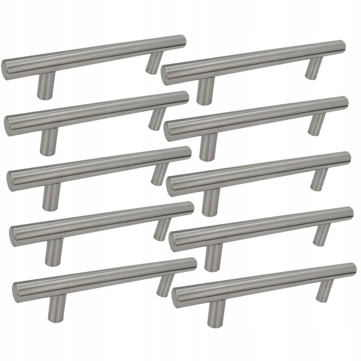 10 x Uchwyt meblowy Reling 128 mm srebrny Metalowy uchwyt do szafek