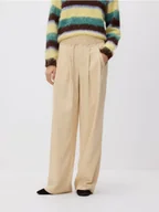 Spodnie damskie - Reserved - Spodnie z paskiem - jasnożółty - miniaturka - grafika 1