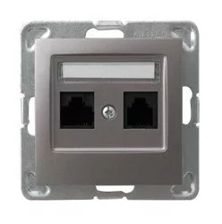 LEDart komputerowe podwójne RJ45 kat.5e, bez ramki - Ospel Impresja GPK-2Y/K/m/23, kolor srebrny - Gniazdka elektryczne - miniaturka - grafika 1