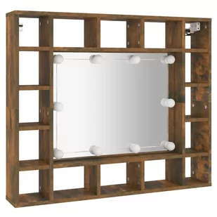 Lumarko Szafka z lustrem i LED, przydymiony dąb, 91x15x76,5 cm - Toaletki - miniaturka - grafika 4
