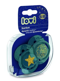 LOVI Lovi Smoczek silikonowy dynamiczny 6-18m Stardust green 2szt - Smoczki uspokajające - miniaturka - grafika 1