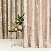 Zasłony - Gotowa welwetowa zasłona ze złotym nadrukiem na taśmie marszczącej, Marma w kolorze jasnobeżowym, rozmiar: 140x250 cm - miniaturka - grafika 1