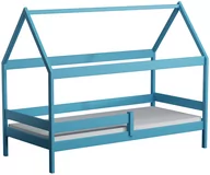 Łóżka - Niebieskie sosnowe łóżko domek z materacem Petit 3X 190x80 cm - miniaturka - grafika 1