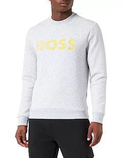 BOSS Męska bluza Salbo 1 z mieszanki bawełny z trójwymiarowym haftem logo, Light/Pastel Grey57, 6XL - Bluzy męskie - miniaturka - grafika 1