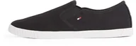 Koszulki i topy damskie - TOMMY HILFIGER Damskie płócienne tenisówki wsuwane Low Top, czarny (czarny), 38 EU, Czarny, 38 EU - miniaturka - grafika 1