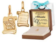 Zawieszki - Murrano Złota Zawieszka 333 Aniołek na Papirusie Grawer ZZ-188 - miniaturka - grafika 1