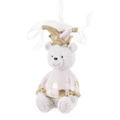 Bombki - Zawieszka Na Choinkę Biały Miś Róż 7X4Cm - miniaturka - grafika 1