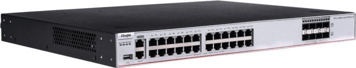 Switch RUIJIE Zarządzalny Switch Ruijie L3 24 porty 1Gbit + 8 portów SFP+ 10Gbit 1 slot rozszerzeń, 3 wentylatory, 2 sloty na zasilacze brak w zestawie Rack RG-CS85-24GT8XS-D