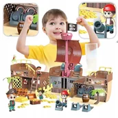 Samochody i pojazdy dla dzieci - STATEK PIRACKI ROZKŁADANY DUŻY + LALKI PIRACI + AKCESORIA ŁÓDŹ OKRĘT PIRAT - miniaturka - grafika 1